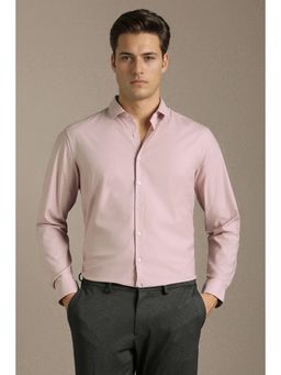 Louis Philippe - Pink Solid Collar Neck Shirt