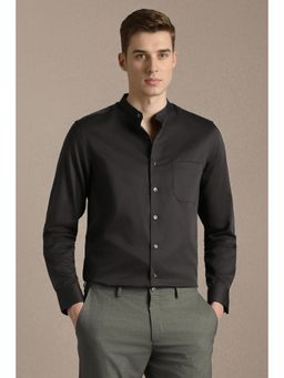 Louis Philippe - Black Solid Mandarin Neck Shirt