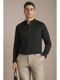 Louis Philippe - Black Solid Collar Neck Shirt