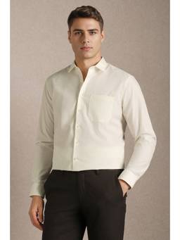 Van Heusen - Louis Philippe Cream Solid Collar Neck Shirt
