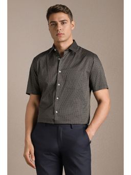 Louis Philippe - Black Printed Collar Neck Shirt