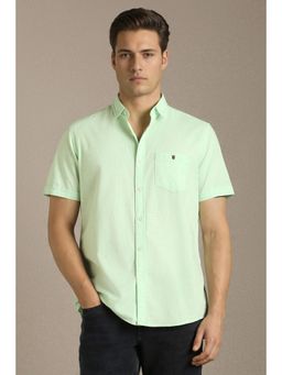 Louis Philippe - Green Solid Collar Neck Shirt