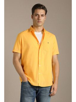 Louis Philippe - Yellow Solid Collar Neck Shirt