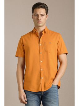 Louis Philippe - Orange Solid Collar Neck Shirt