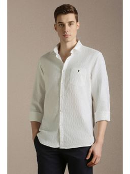 Louis Philippe - White Textured Collar Neck Shirt