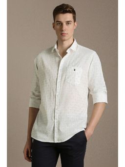 Louis Philippe - White Printed Collar Neck Shirt