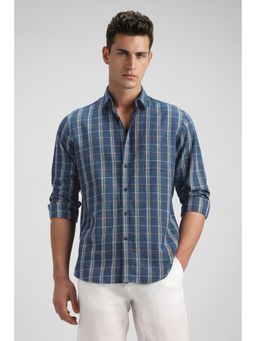 Louis Philippe - Blue Checks Collar Neck Shirt