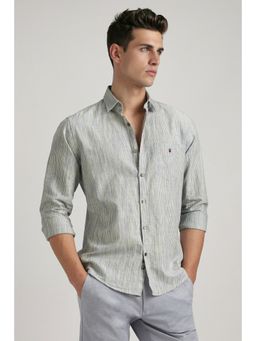 Louis Philippe - Grey Stripes Collar Neck Shirt