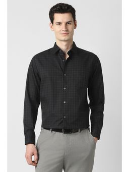 Peter England - Black Checks Collar Neck Shirt