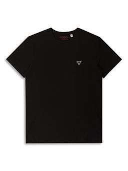 Guess - Black Solid Round Neck T-Shirt