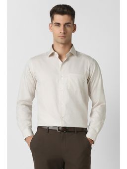 Van Heusen - Beige Textured Collar Neck Shirt