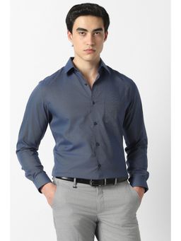 Van Heusen - Blue Textured Collar Neck Shirt