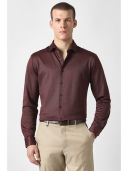 Van Heusen - Maroon Textured Collar Neck Shirt