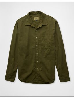 American Eagle - Olive Solid Collar Neck Shirt
