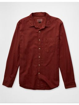 American Eagle - Maroon Solid Collar Neck Shirt
