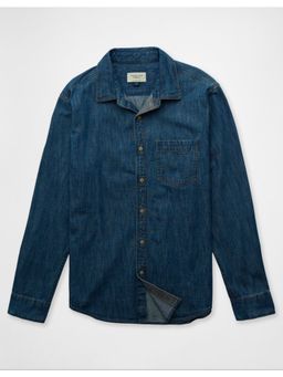 American Eagle - Navy Blue Solid Collar Neck Shirt