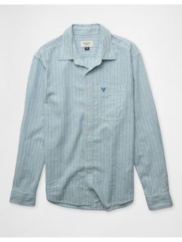 American Eagle - Blue Stripes Collar Neck Shirt