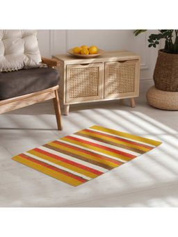 HomeTown - Fiesta Cotton Chenille Dhurrie 50X80 Cm In Rust Mustard Colour