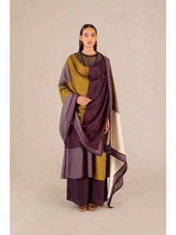 AMPM - Sahira Purple Colorblock Kurta with Palazzo and Dupatta (Set of 3)