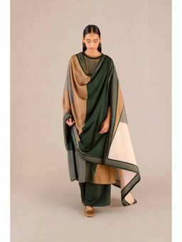 AMPM - Sahira Green Colorblock Kurta with Palazzo and Dupatta (Set of 3)