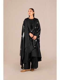 AMPM - Abiha Black Printed Kurta with Palazzo and Dupatta (Set of 3)