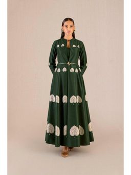 AMPM - Aresha Green Printed Jacket with Inner and Pant (Set of 4)