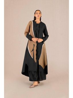 AMPM - Asira Black Printed Jacket with Kurta and Palazzo (Set of 3)