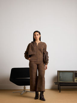 Muvazo - Brown Smoky Hues Jacket Co-Ord (Set of 2)