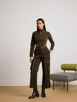 Muvazo - Green Timberline Zipper Co-Ord (Set of 2)