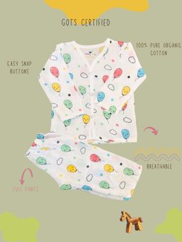 Tittertots - Unisex Multi-Color Printed Jhabla With Pyjama