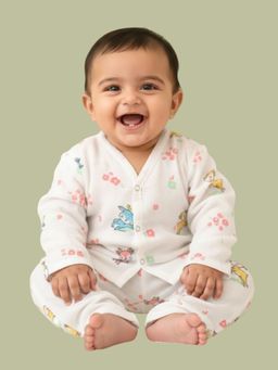 Tittertots - Unisex Multi-Color Printed Jhabla With Pyjama