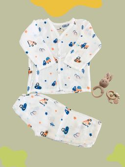 Tittertots - Unisex Multi-Color Printed Jhabla With Pyjama