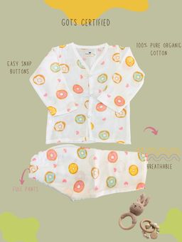 Tittertots - Unisex Multi-Color Printed Jhabla With Pyjama