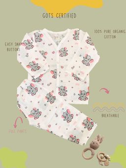 Tittertots - Unisex Multi-Color Printed Jhabla With Pyjama