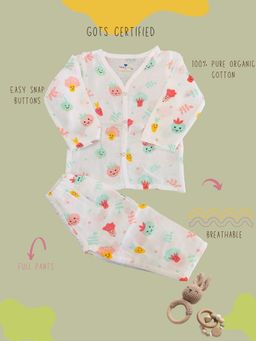 Tittertots - Unisex Multi-Color Printed Jhabla With Pyjama