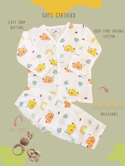 Tittertots - Unisex Multi-Color Printed Jhabla With Pyjama