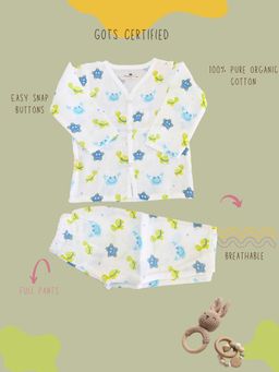 Tittertots - Unisex Multi-Color Printed Jhabla With Pyjama