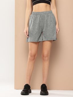 Alcis - Women 100% Polyester Quick Dry Athleisure Wear Dark Grey Solid Shorts