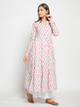 Maison Shefali - Guldastan Rajasthani Neck Farshi Anarkali Kurta (Set of 2)