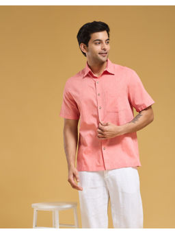 Fabindia - Pink Cotton Solid Bush Shirt