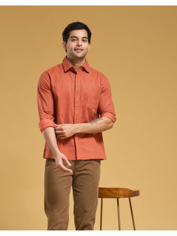 Fabindia - Rust Cotton Printed Regular Shirt