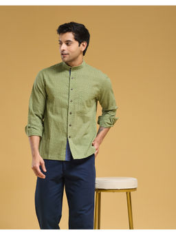 Fabindia - Green Cotton Printed Regular Shirt