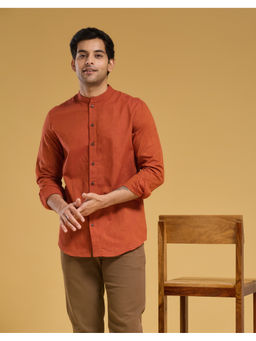 Fabindia - Rust Cotton Solid Regular Shirt