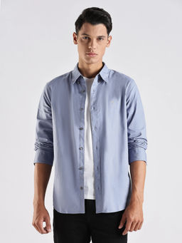Calvin Klein - Blue Solid Regular Fit Cotton Shirt