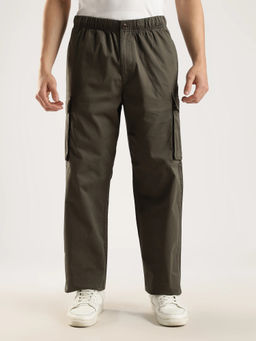 Calvin Klein - Olive Straight Fit Solid Mid Rise Cargo
