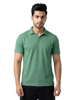Bonjour - Men's Solid Green Half-Sleeve Polo T-Shirt