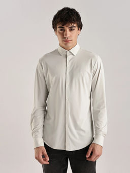 Calvin Klein - Off White Solid Slim Fit Polyamide Shirt