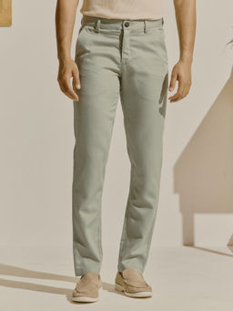 Andamen - Men Green Lyocell Cotton Linen Twill Straight Regular Fit Trouser