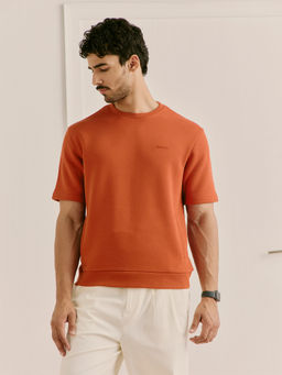 Andamen - Men Rust Modal Relaxed Fit Crew T-Shirt