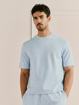 Andamen - Men Blue Relaxed Fit Crew T-Shirt